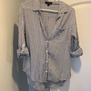 Blue and white striped button down